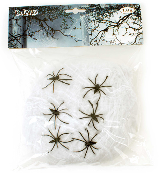 Spinnengewebe 100 g mit 6 Kunststoffspinnen