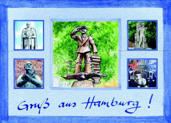 Postkarte A6 Collage Denkmäler