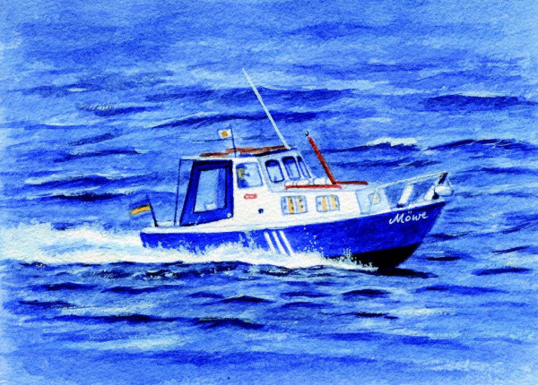 Postkarte Motorboot
