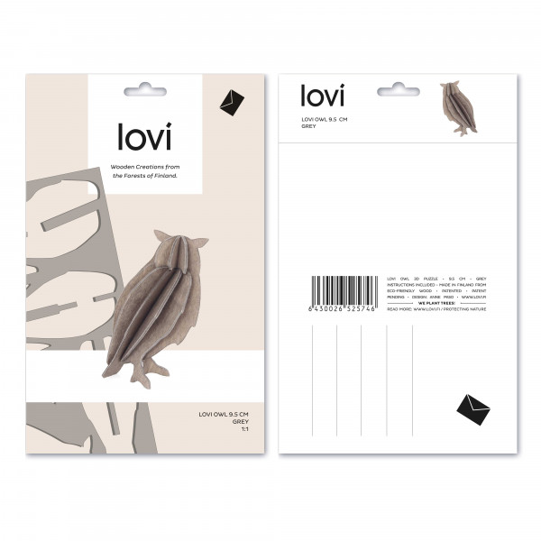 Lovi Holzfigur Eule grau