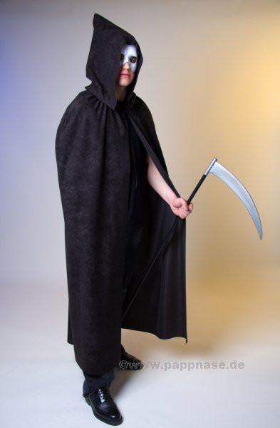 Kapuzenumhang Waschsamt, schwarz
