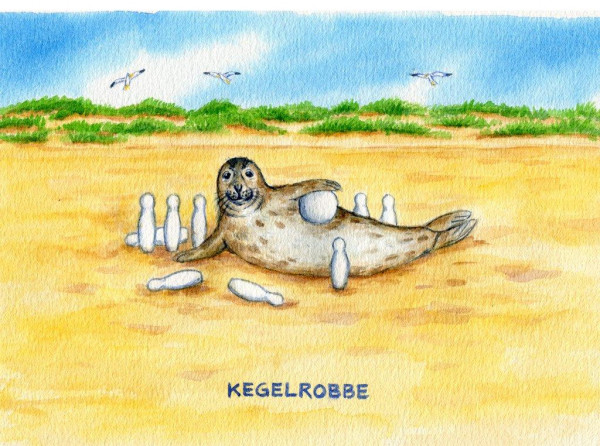 Postkarte A6 Küstentiere, Kegel-Robbe