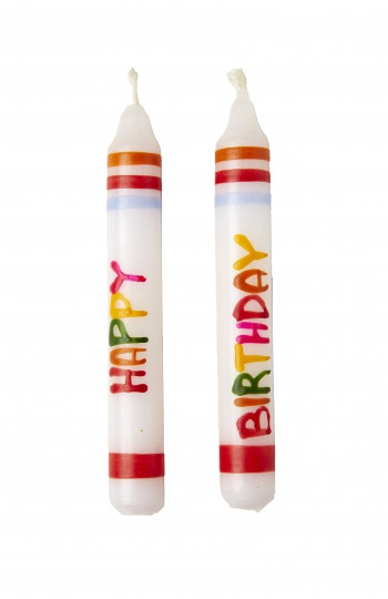 Kerze Happy Birthday ringelbunt