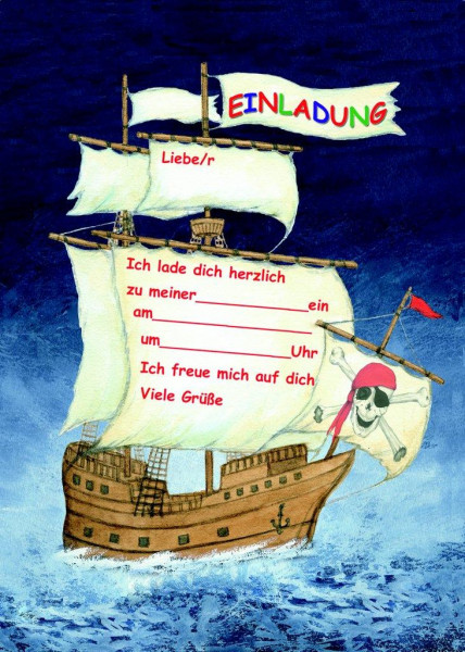 Einladungsset A5 Piraten-Meer