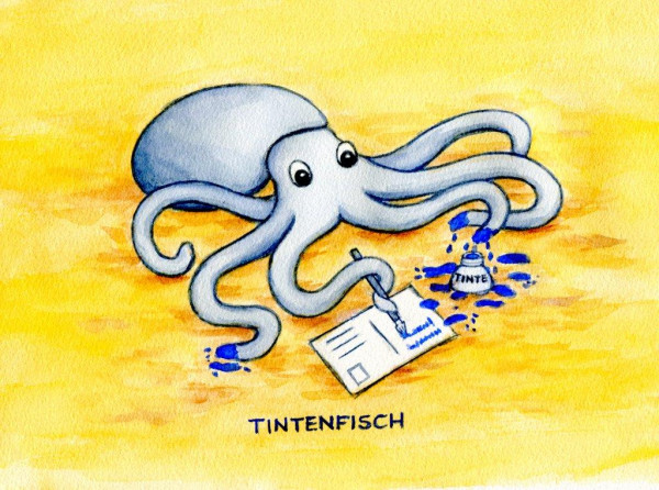 Postkarte Küstentiere, Tintenfisch
