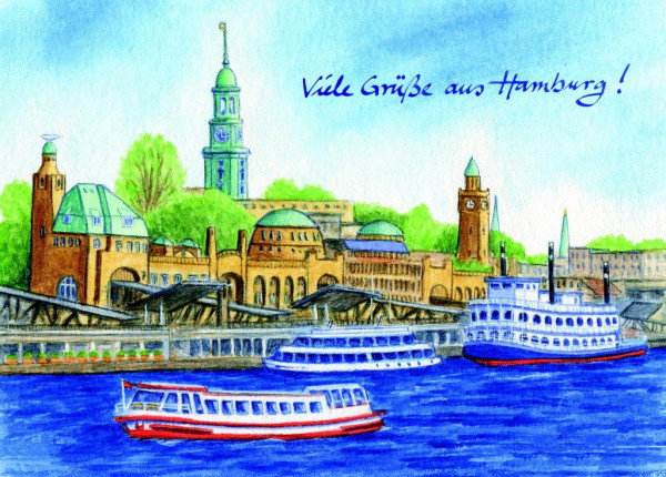 Postkarte A6 Hamburg-Panorama 2