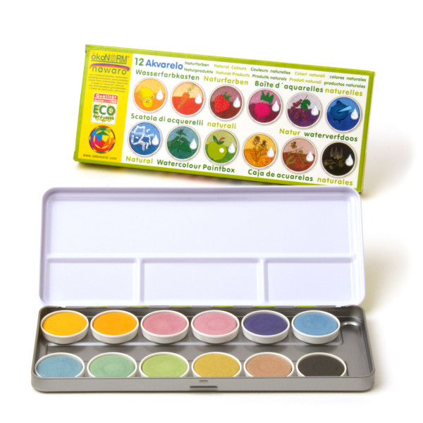 Nawaro Wasserfarbkasten groß 12 Naturfarben