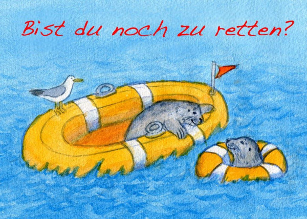 Postkarte A6 Robben, Bist du noch...