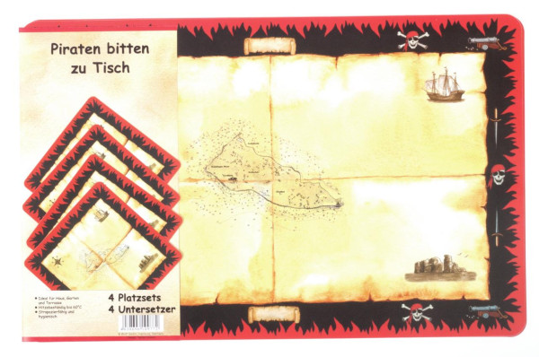 Platzsets PP, 4 Stück Piraten-Schatzkarte