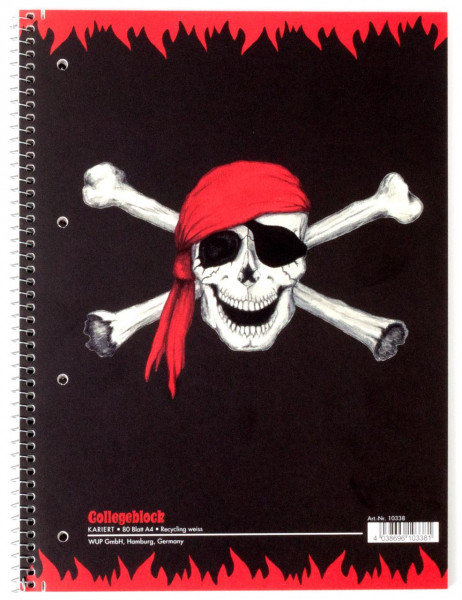 Collegeblock A4 kariert 80 Blatt Piratenflagge