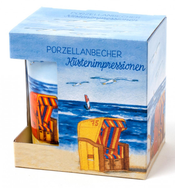 Porzellanbecher Strandkörbe im Karton