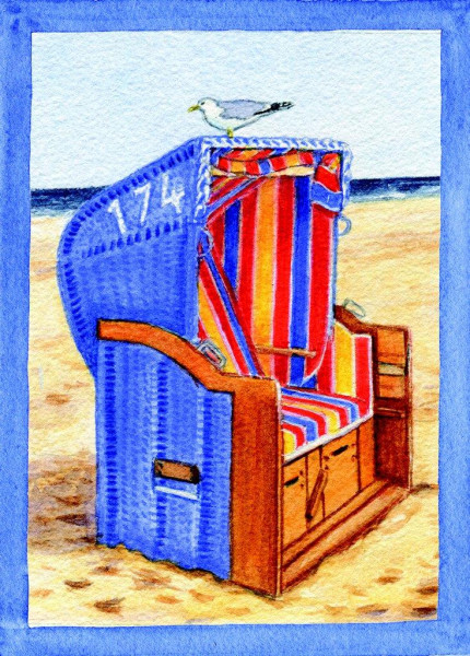 Postkarte Strandkorb-seitlich