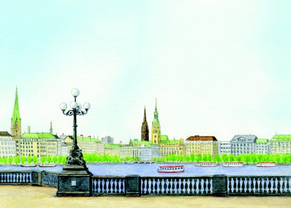 Postkarte A6 Binnenalster