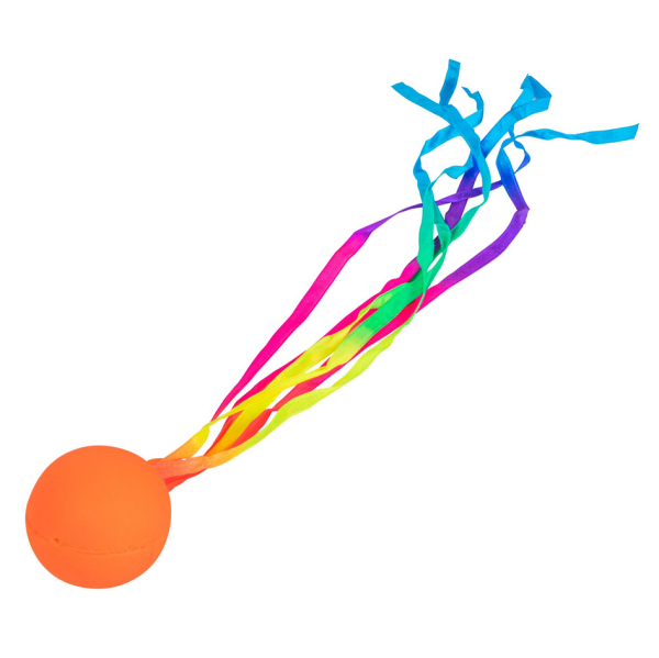 Vollgummiball mit neonfarbenen Schleifen